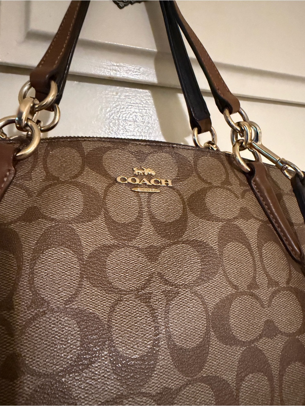 COACH Brown Signature Pattern Leather hand/crossbody bag